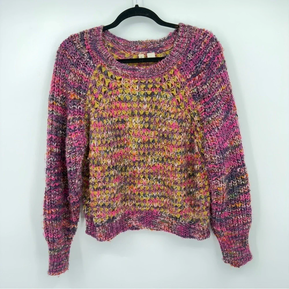 Anthropologie MOTH Multicolor Chunky Knit Sweater Size Small Wool Mohair Italy